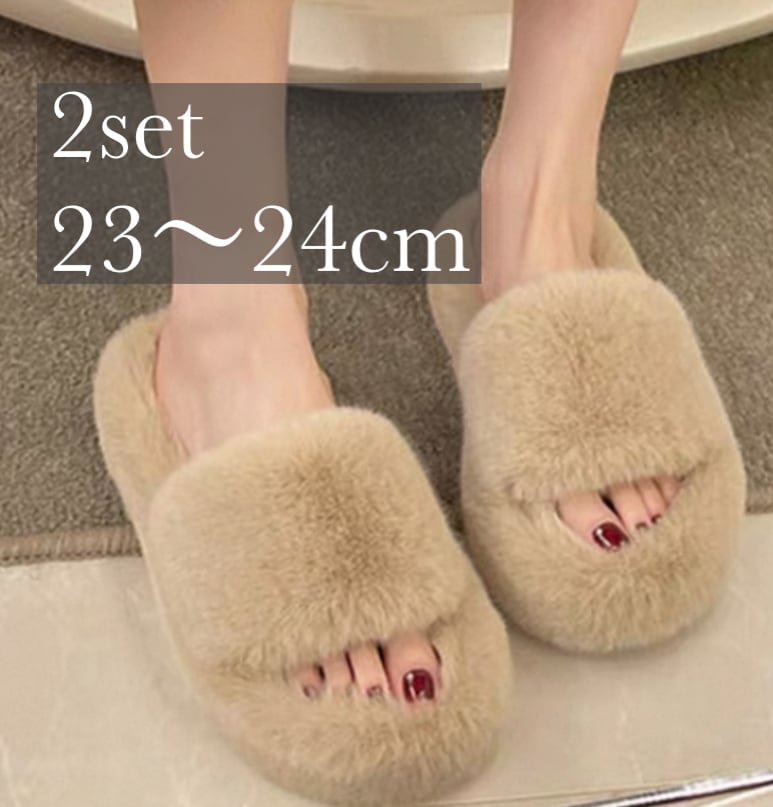 2set 即納現品限りsale【23〜24】simple desigh room slippers