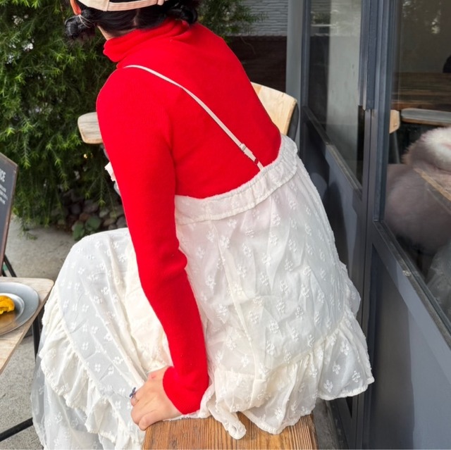 フラワー レース シアー ティアードキャミワンピ_LN03670