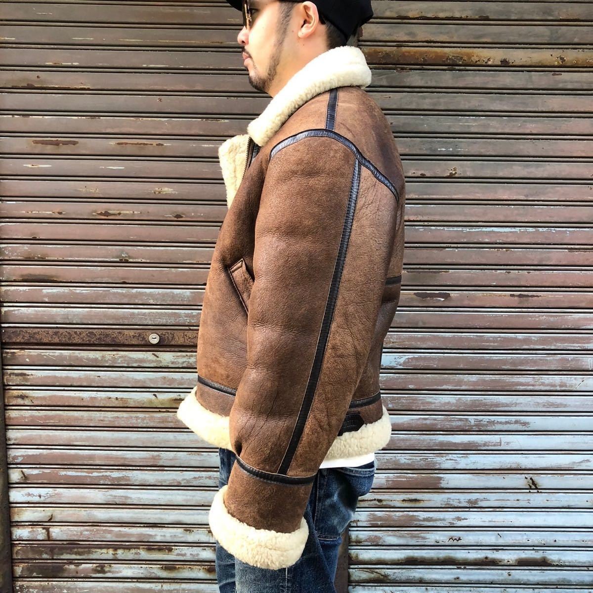 B-3 フライトジャケット シープスキン ブラウン ムートン ジャケット 
