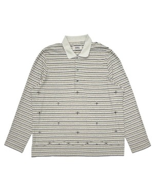 DAIRIKU 【"Charles"Studs Border Polo Knit / ECRU&BROWN】
