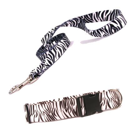 2 インチ Black Zebra　首輪＋リードセット Sサイズ - Yellow Dog Design