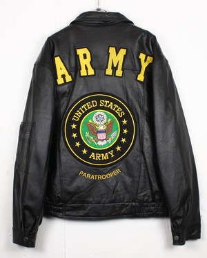 【Caka act2】Wappen Design Vintage Loose Leather Jacket