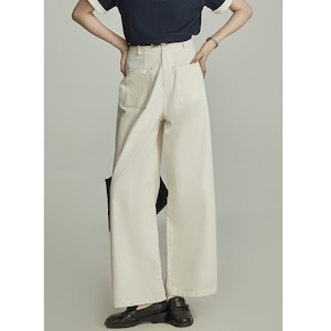 retro off white high waisted straight casual pants