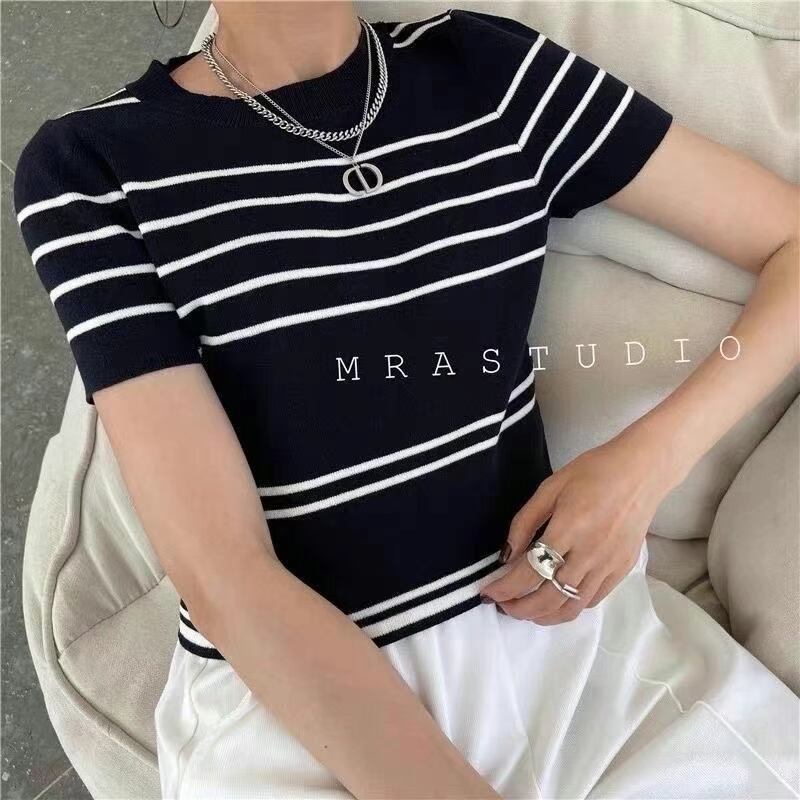 半袖ボーダーニット　AJ111-3026