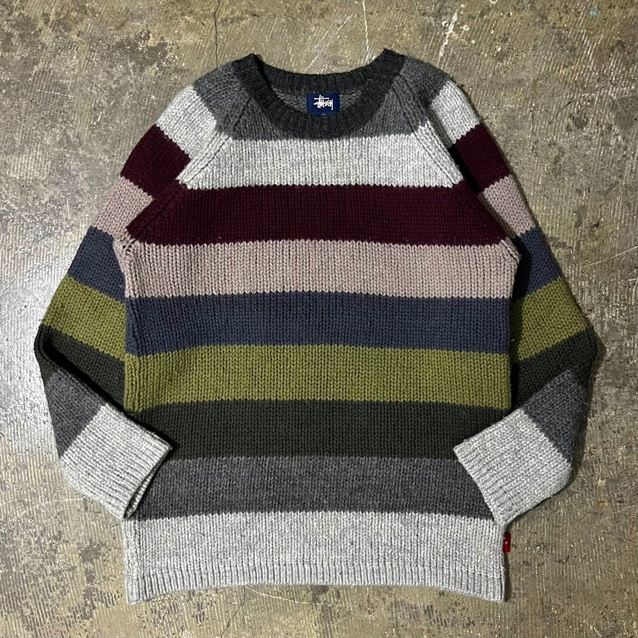 90s STUSSY Wool Border Knit Sweater | VOLAR 90s STUSSY Wool Border Knit Sweater | VOLAR
