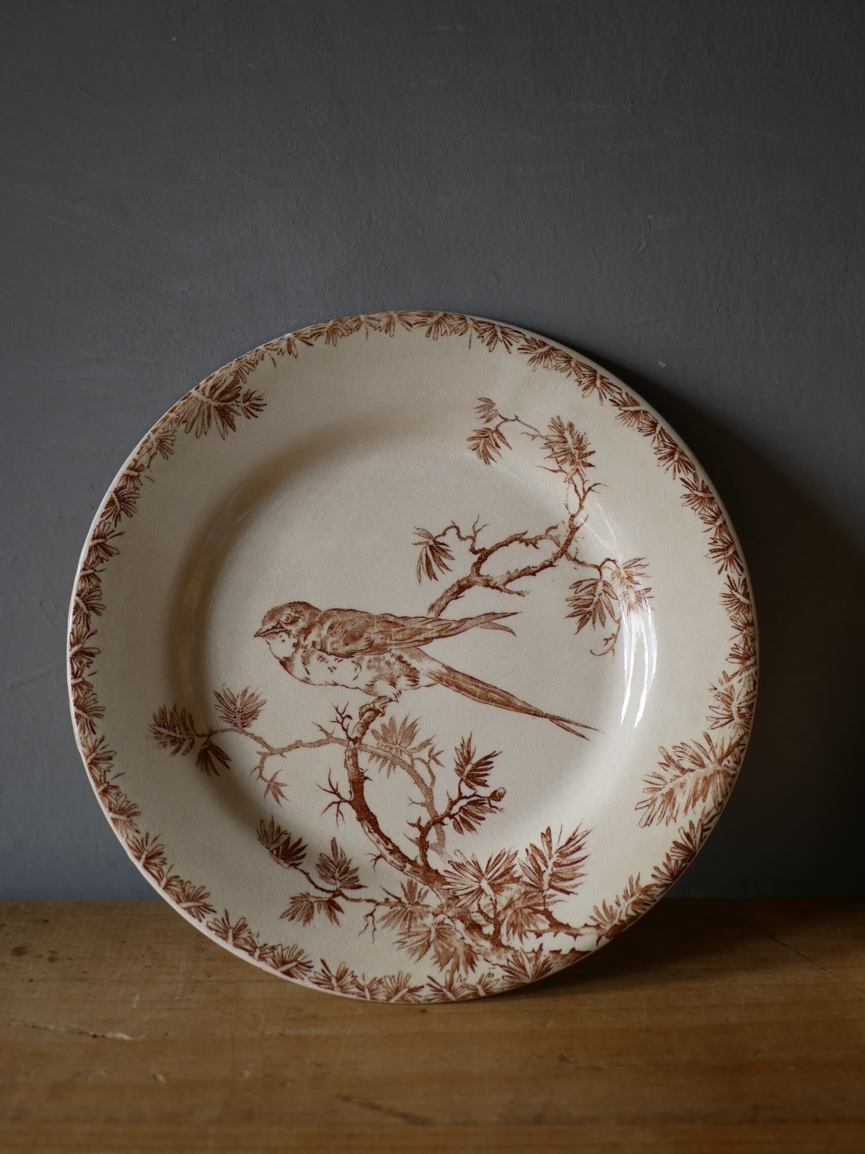 GIEN ツバメのブラウンプレート2 ”PROVENÇAL“ ジアン フランスアンティーク