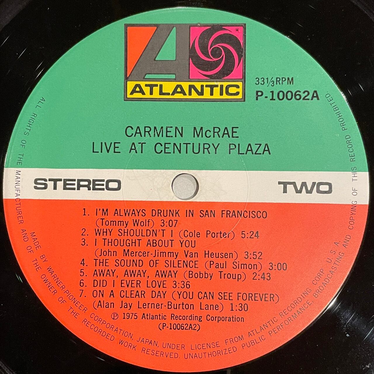 Carmen McRae – Live At Century Plaza (LP) | Underground Gallery 