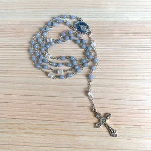 【天然石】ロザリオ（エンジェライト・レインボームーンストーン）