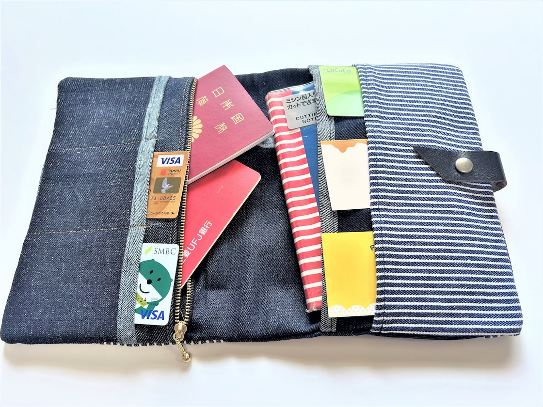 デニムリメイク ハンドメイド マルチポーチパイナップル白 | Pay ID