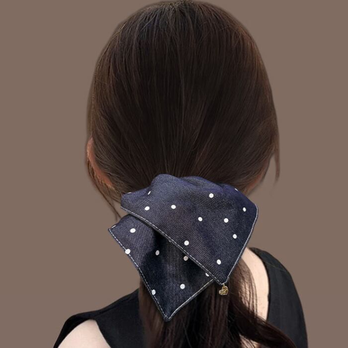 ドット デニム ヘア アクセ 3412871