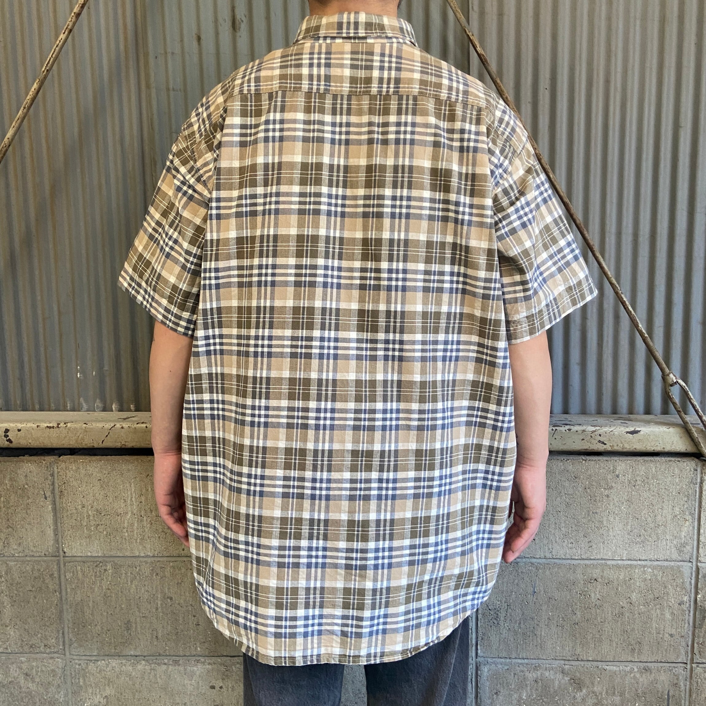 90年代 Carhartt カーハート チェック柄 半袖シャツ ボタンダウン