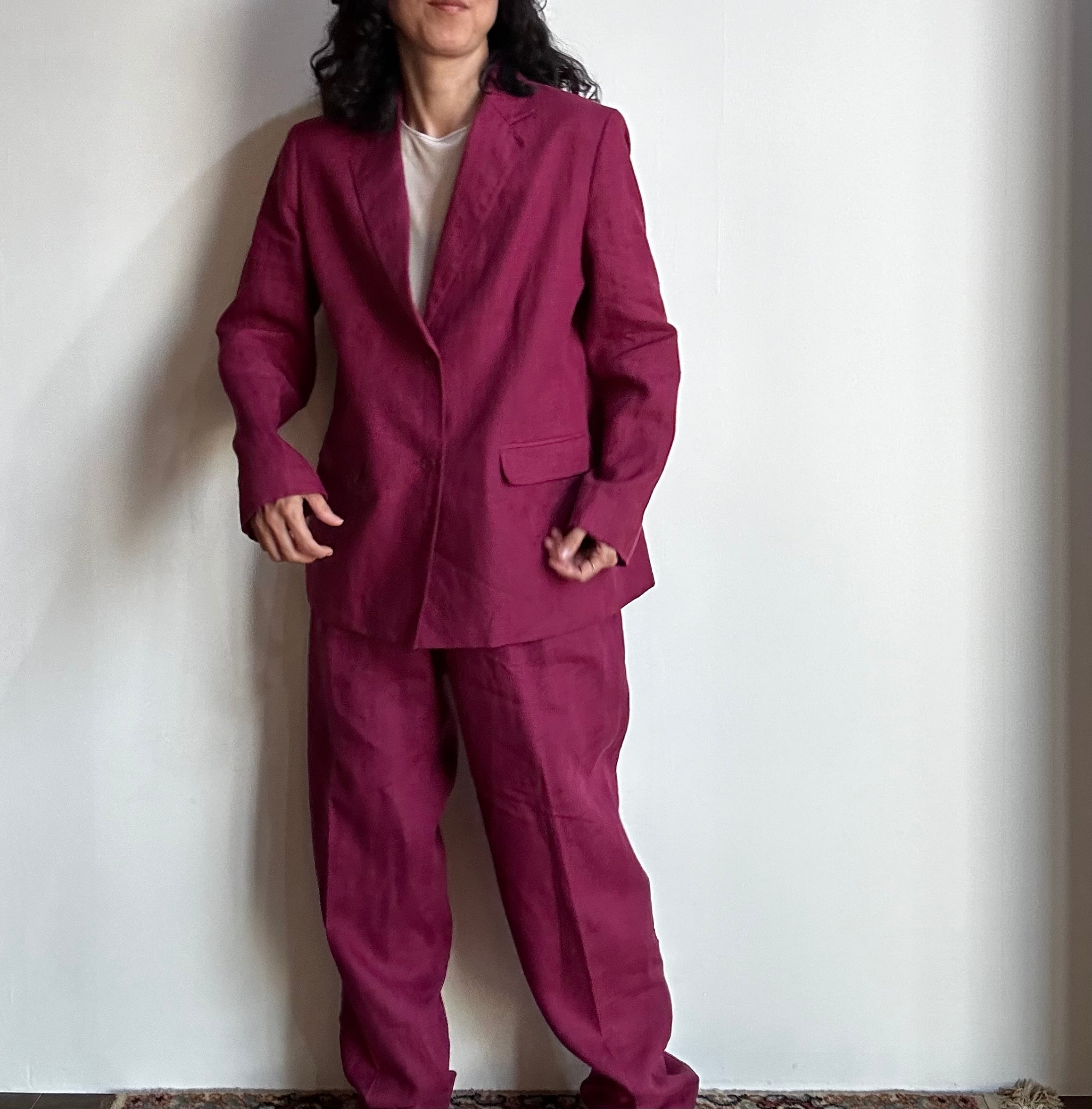 MESSAGERIE 新品未使用　ボルドー　ワイン　ジャケット　ブレザー　シャツ Vintage ボルドーリネンブレザーセットアップ | nur vintage apartment