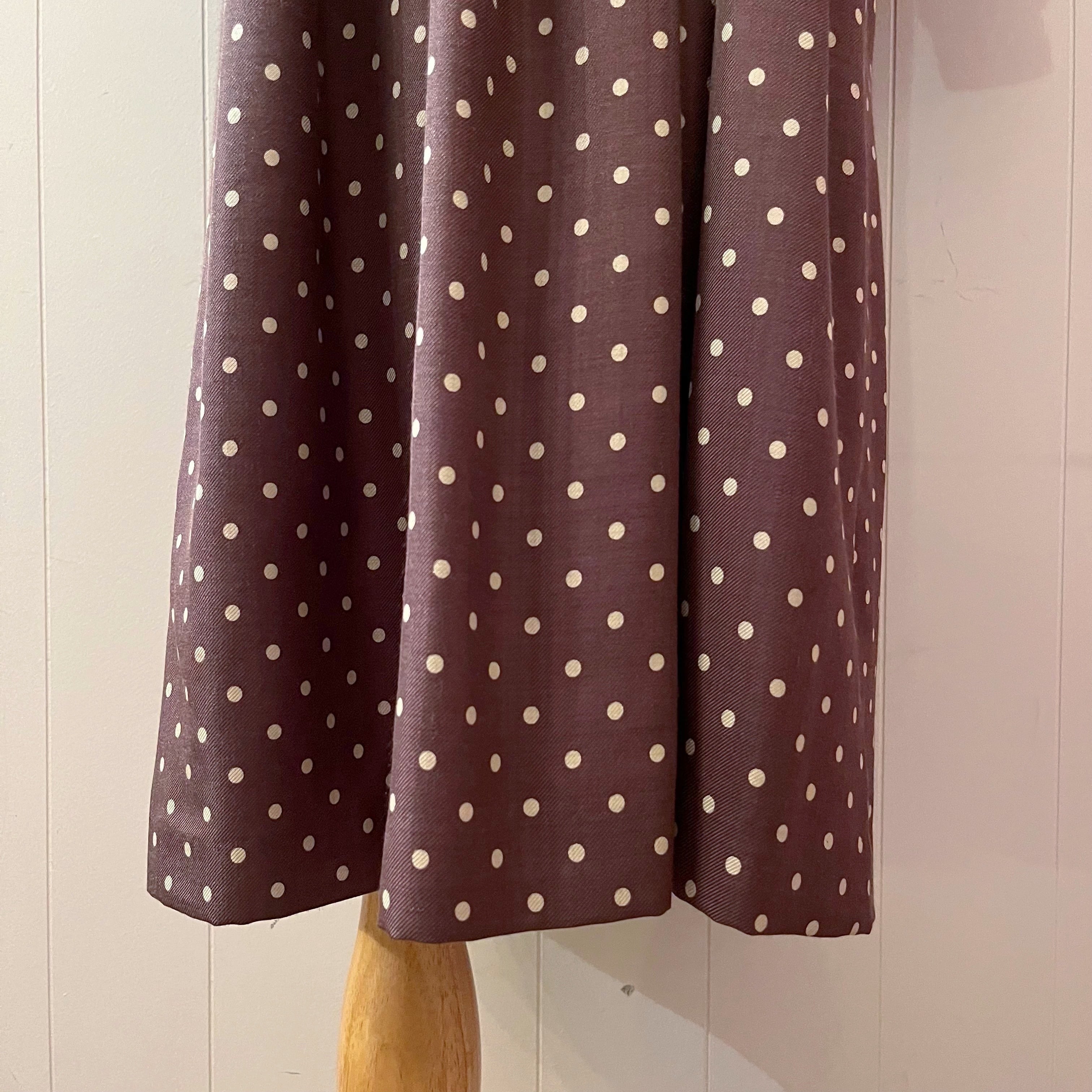 brown dot waist ribbon one-piece