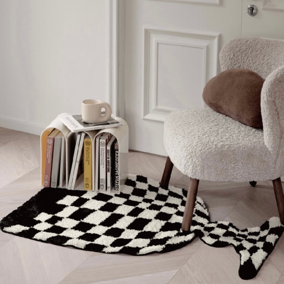 checker board wine glass rug / チェッカーボード ワイングラス ラグ