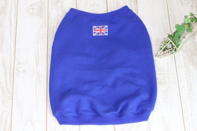 ＜ブルドッグの服＞ユニオンジャックワッペン付き★タンクトップ♪(ブルー）