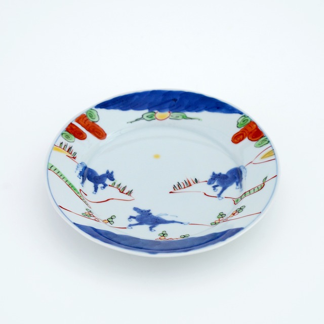 天啓赤絵群馬図6.5寸丸皿