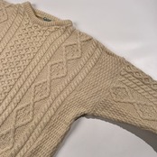 80s 90s アイルランド製 Carraig Donn フィッシャーマン ニット セーター S /アイボリー/アラン ケーブル セーター ビンテージ/男女でも