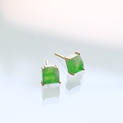 ラフカットシリーズ K10YG 翡翠ラフカットピアス A貨翡翠 jd_mm1176