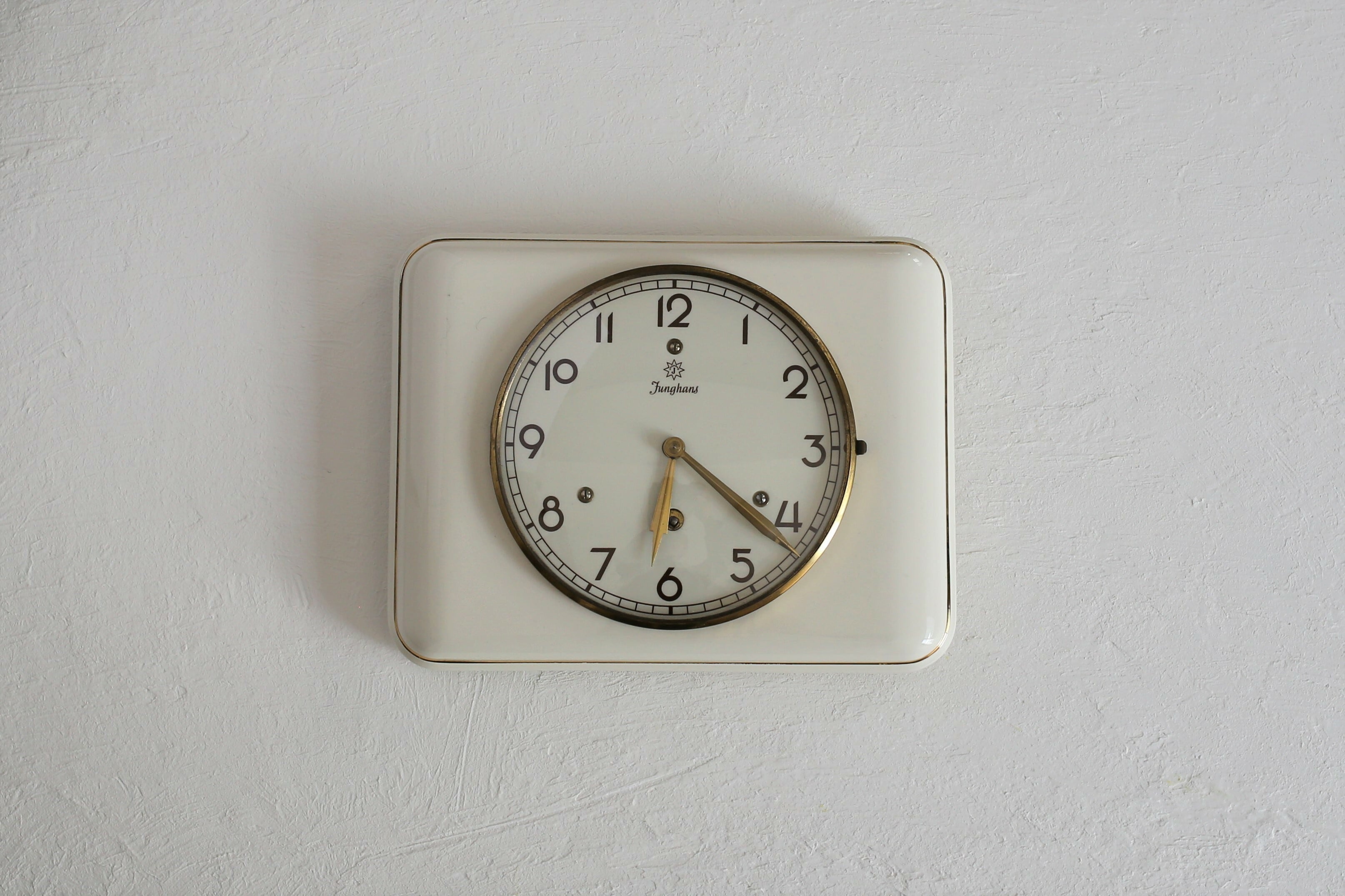 ドイツ アンティーク ヴィンテージ Junghans ユンハンス 陶器 壁掛け時計 ゼンマイ機械式