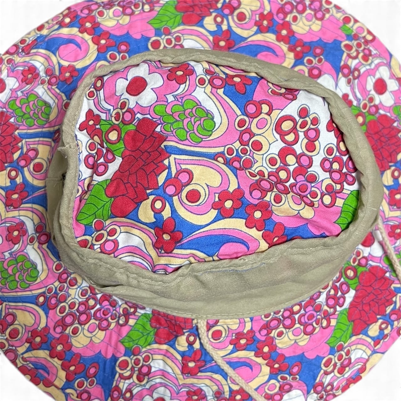 VINTAGE 1960s–70s サイケ ヒッピー 帽子 Psychedelic Flower Power