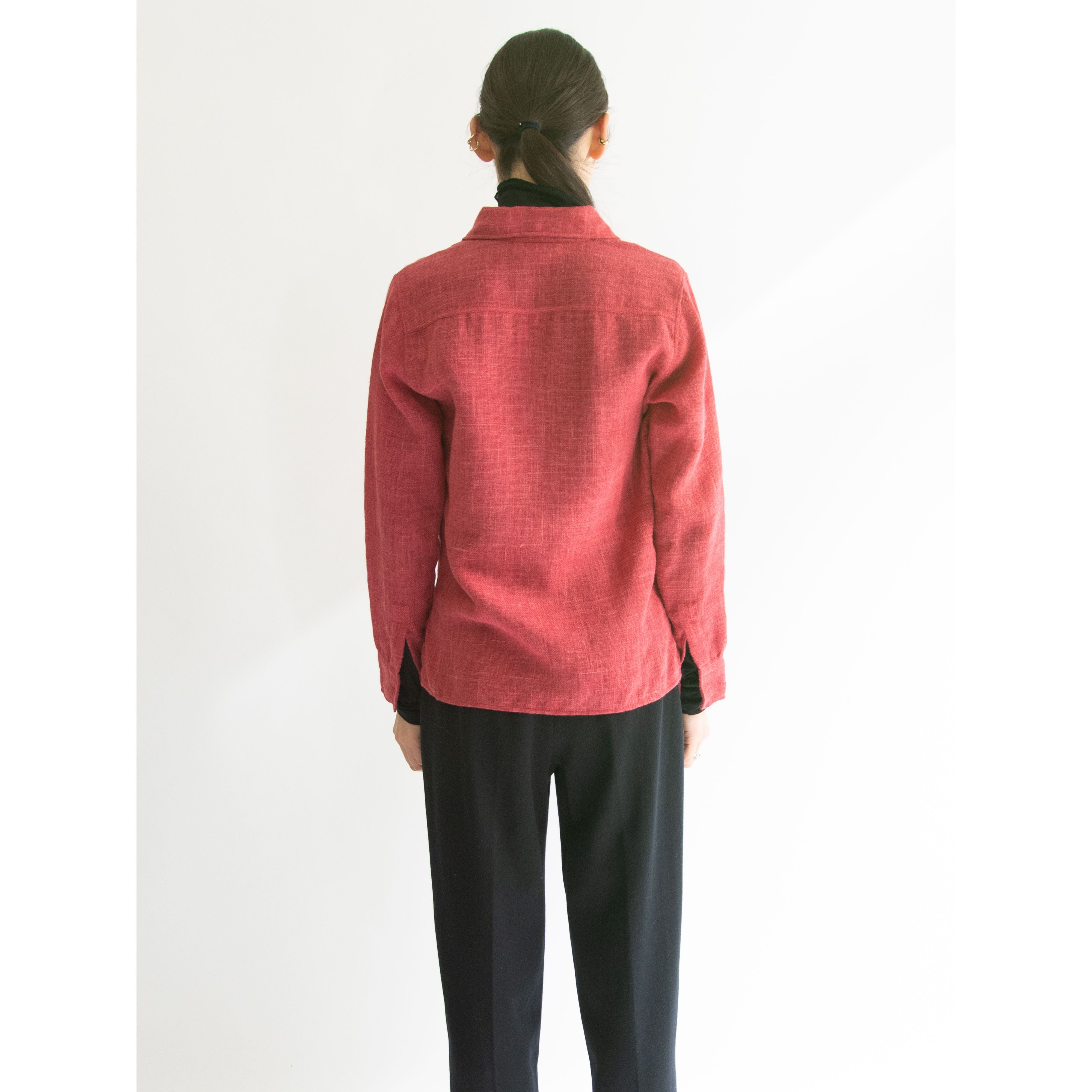 【DONALD DAVIES】Made in Ireland 70-80's Wool-Linen Woven Shirt(アイルランド製 ウールリネンシャツ ブラウス)