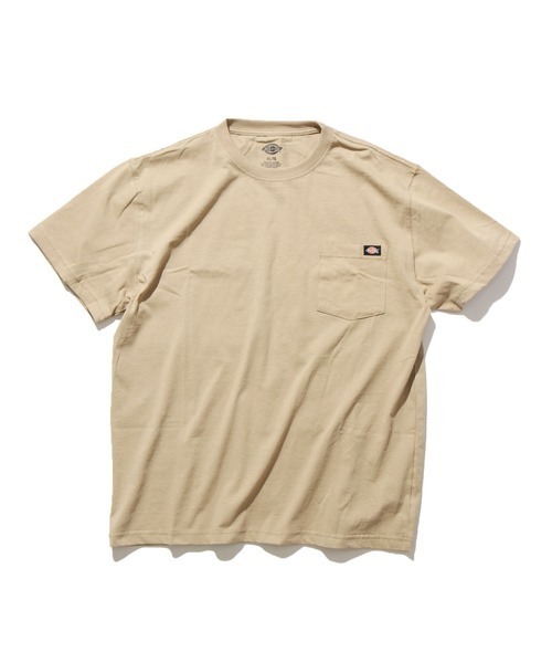 Dickies (ディッキーズ) ヘビーウェイト クルーネック ワンポイント ポケットTシャツ WS450 ベージュ