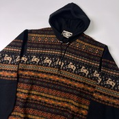 Karl Helmut カールヘルム フェアアイル フード付き ウールニット セーター ブラック