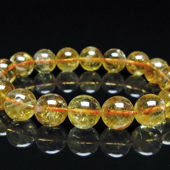シトリン ブレスレット 虹入り 9mm シトリンクォーツ ブレス メール便可 一点物 111-50478