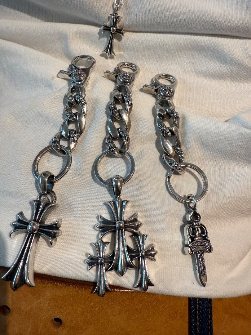 ⭐️YSSZD　シルバーキーチェーン　シングルクロスデザインキーホルダー　刻印有 ☆YSSZD シルバーキーチェーン シングルクロスデザインキーホルダー