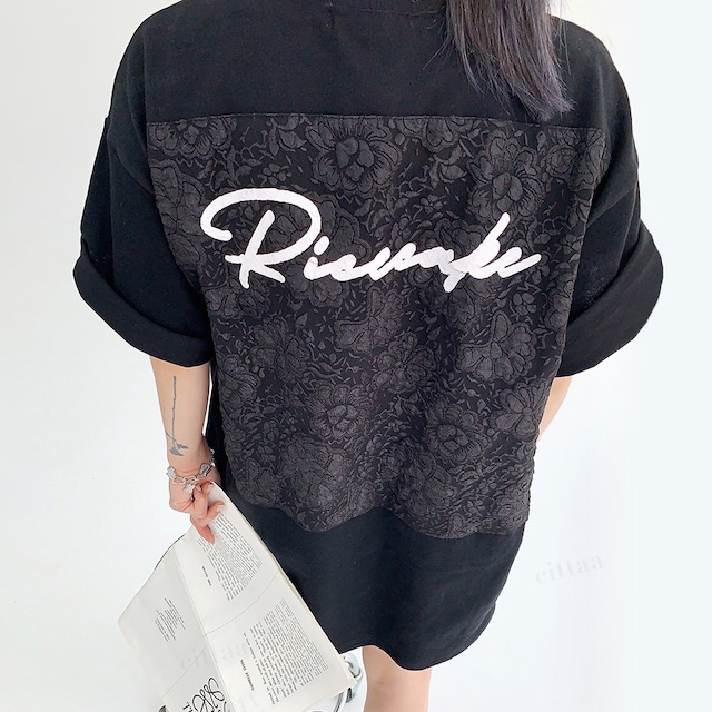 ★予約★D-984　2026春新作♡Ricecakeジャガードラベル半袖Tシャツ　ブラック