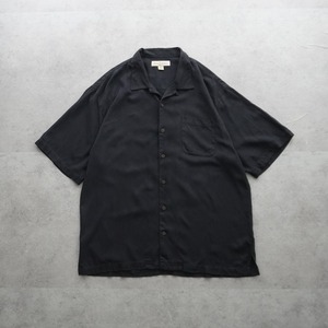 Tommy Bahama Silk open-collar shirt black [XL] 古着