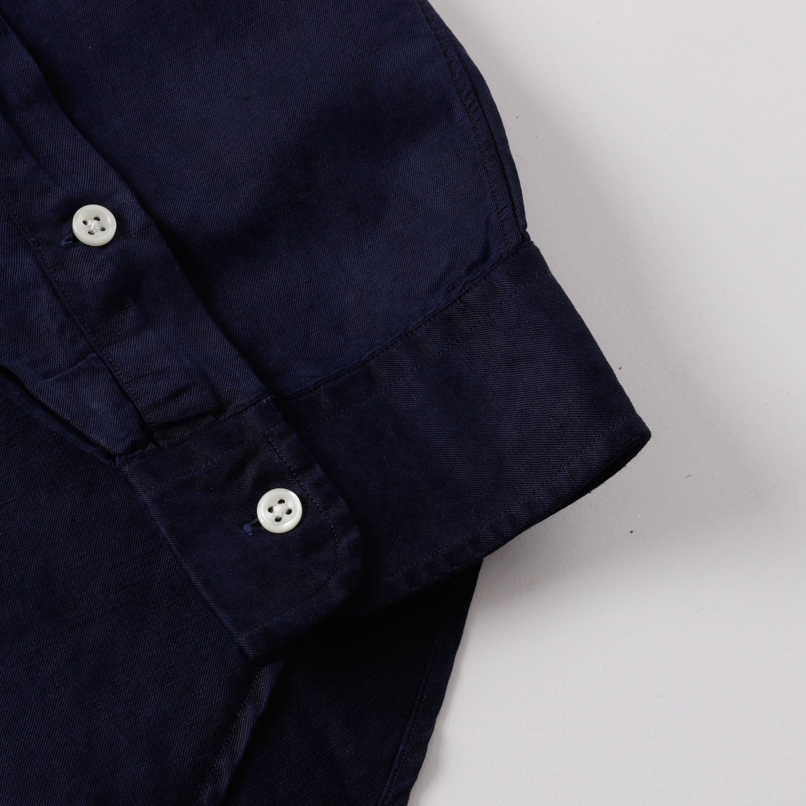 極美品】80s Ralph Lauren special silk linen shirt navy big size