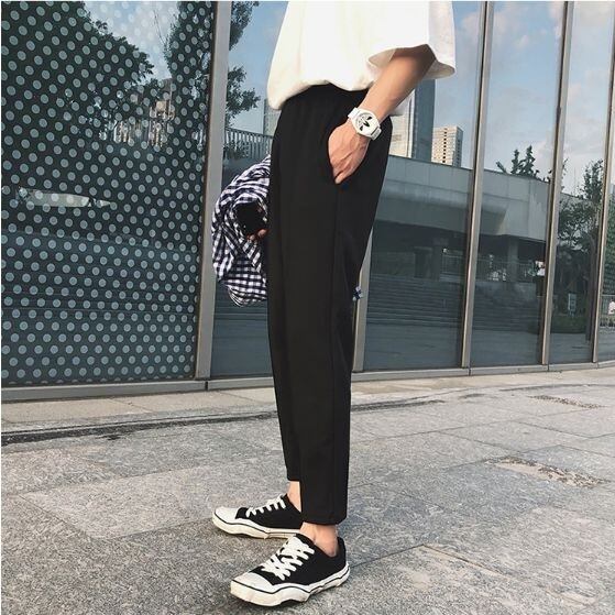 全3色 ストレートパンツ ウエストゴム シンプル ゆったり メンズ