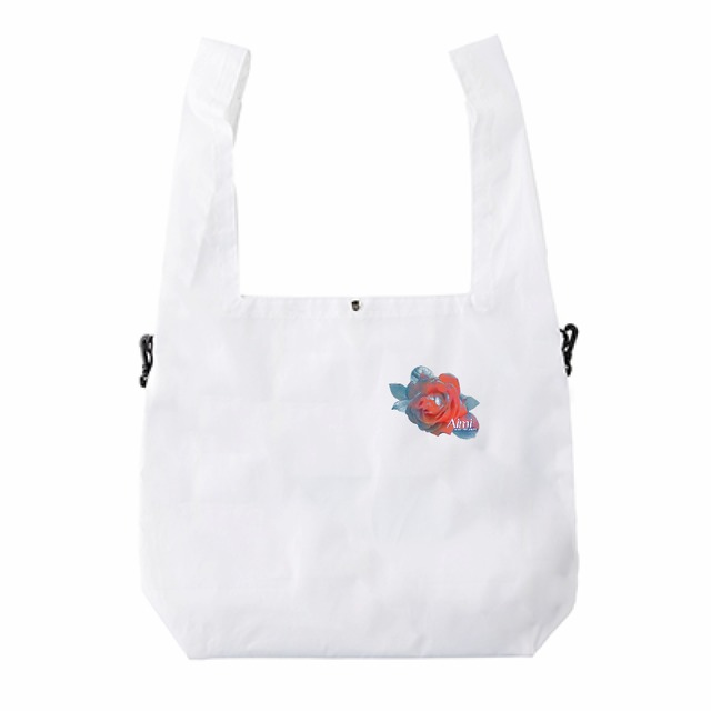 ショルダーバッグ 白 バラ 【大容量】21L 薔薇 ホワイト rose バッグ トートバッグ