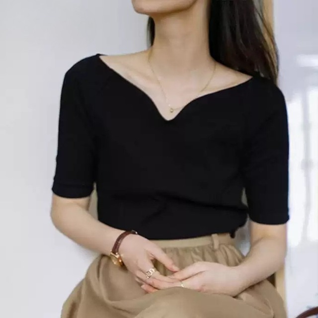 5分袖ニット   r001223