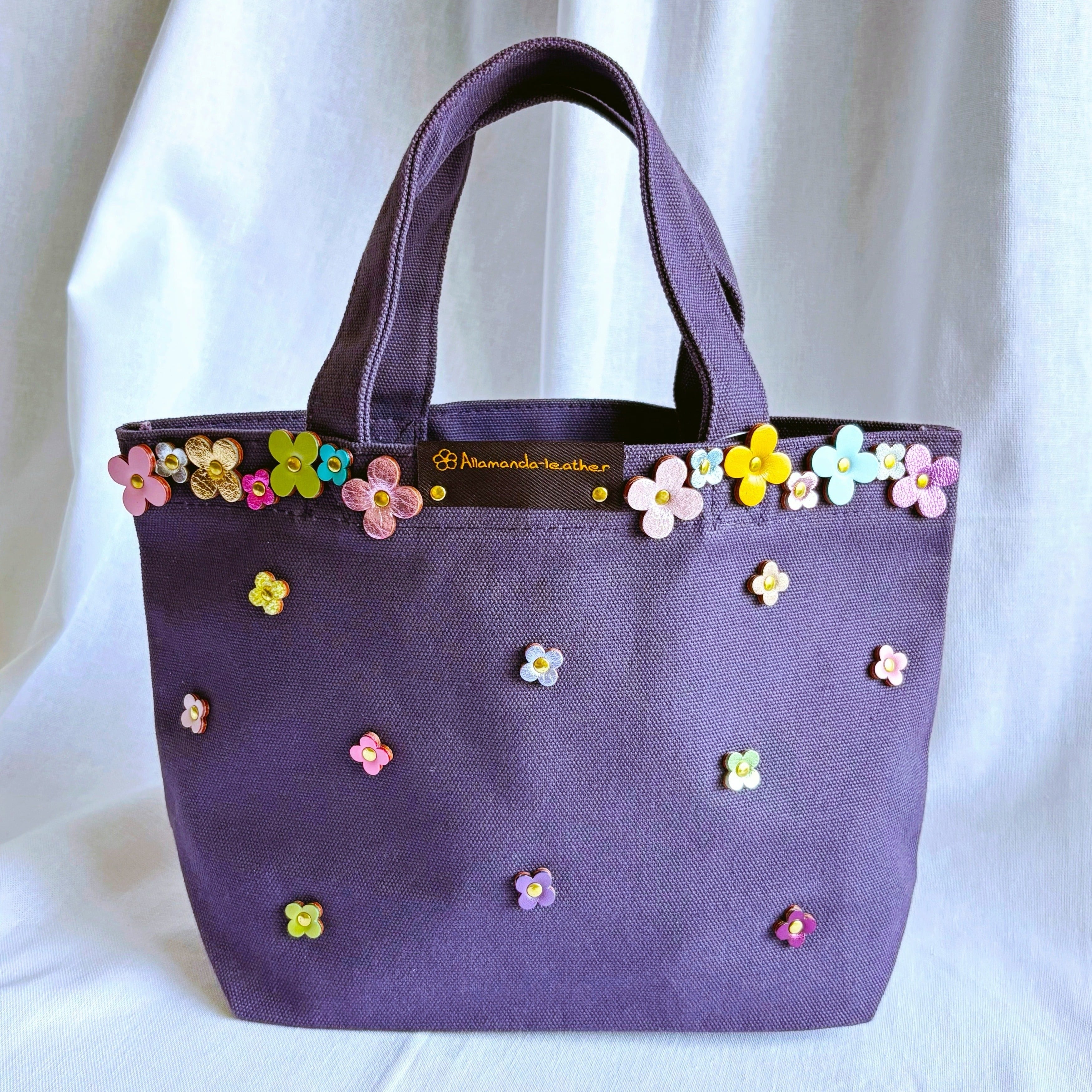 アウトレット1点物商品】ラインフラワートートバッグS(718