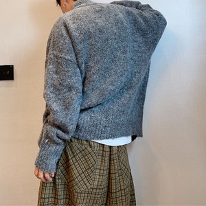 ルーズダークグレージップアップニット　1040