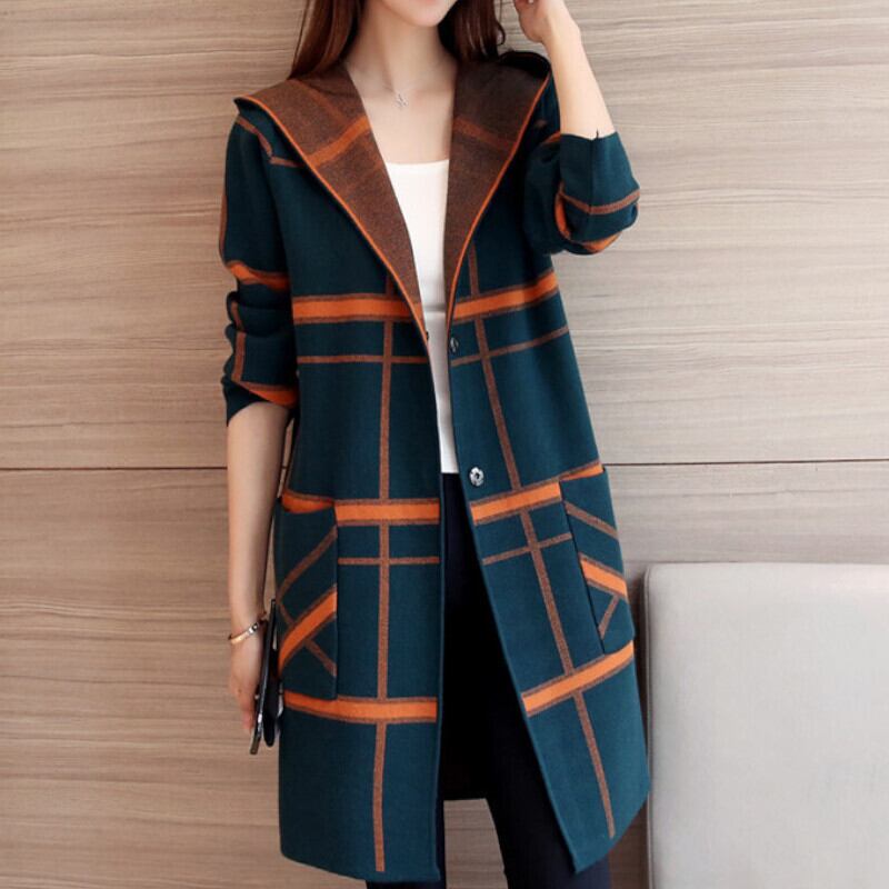 バイカラーワンピース 膝下 袖あり 襟なし セミフレア ニット かわいい