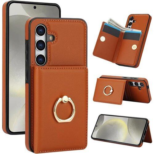 Samsung Galaxy A55 5G ケース 手帳型 ギャラクシーa55 ケース 手帳型 SC-53E SCG27 リング付き 背面カード収納 スタンド機能 Galaxya55スマホケース 携帯カバー ギャラクシー a55 高级PUレザー RFIDブロック機能 おしゃれ スマホカバー ぎゃらくしー55a sc53e 6.6インチ 防水 耐摩擦 耐衝撃 リング - 茶色 3660