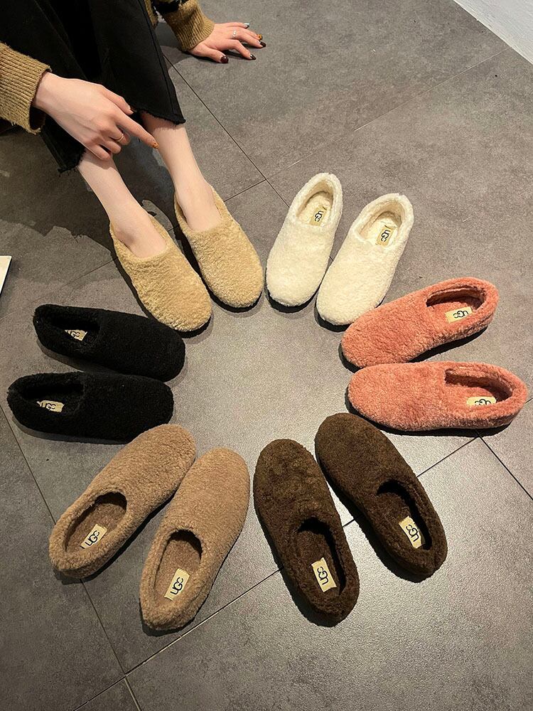 スウェードシングルオータムウィンターセット 靴 シューズ ふわふわ 秋物 冬物 ラウンドトー 部族の婦人靴25492889057