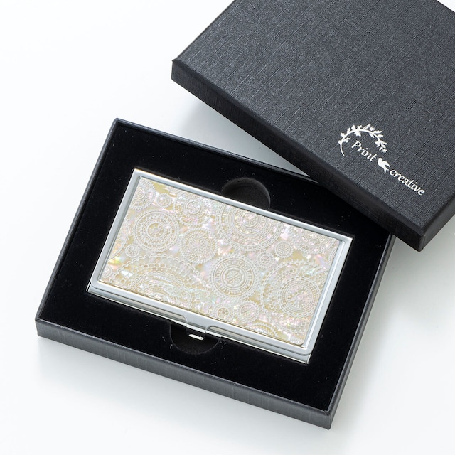 天然貝 名刺カードケース（ホワイトレース）シェル・螺鈿アート｜ギフト・プレゼントにおすすめ