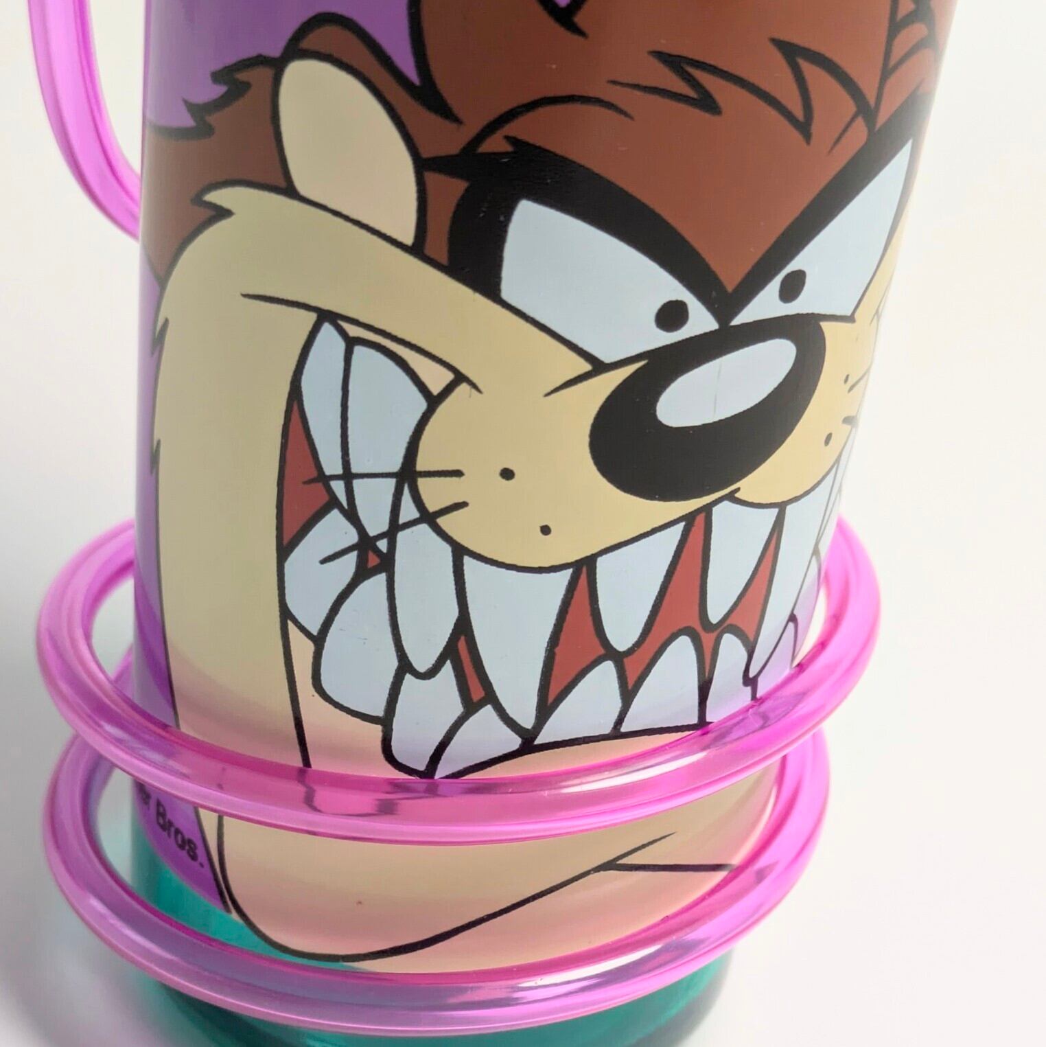 ☆VINTAGE 1997☆【 Looney Tunes ( ルーニーテューンズ )】 タズマニアンデビル / TAZ / タズストロー付きプラスチックコップ / パープル〚アメリカン雑貨 アメトイ〛
