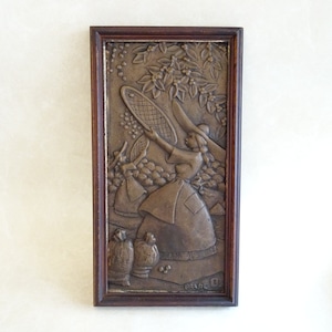 コーヒー農園の銅板壁掛け