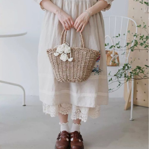 フラワー刺繍レース切替ペチスカート ・11957