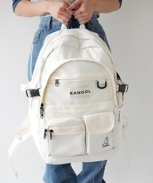 KANGOL (カンゴール) フロントダブルポケット リュック ホワイト KGSA
