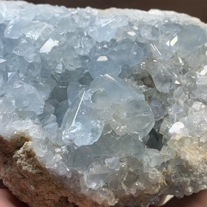 7.空色セレスタイトに住み着いているフローライトハリネズミさん