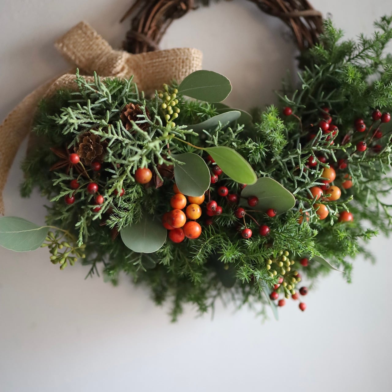 1.クリスマスハーフリース 森の中のクリスマスハーフリース リース Atelier sol daisy 通販