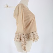 社交ダンス 衣装 スタンダード トップス レッスンウェア オールシーズン ICHIOKU イチオク ベージュ系 レース ラインストーン 長袖 練習着 上品 シンプル 女性用 おしゃれ ダンスウェア 体型カバー ストレッチ 練習用 ツヤ感 ショート丈 軽量 快適