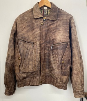 90sEuro FlyFront Leather Jacket/L