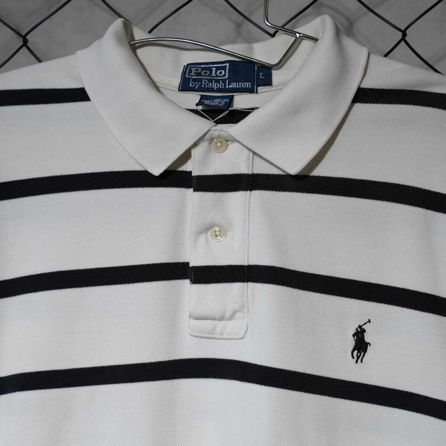 90s POLO by RALPH LAUREN ラルフローレン ボーダー 半袖 ポロシャツ L